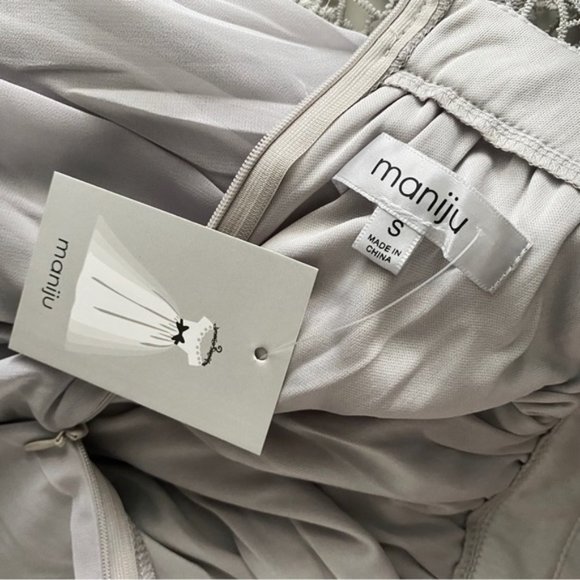 Maniju Lulus Savannah Nights Sleeveless Open Back Gown Maxi Dress Grey Gray New - Picture 12 of 16